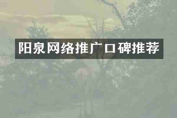 阳泉网络推广口碑推荐