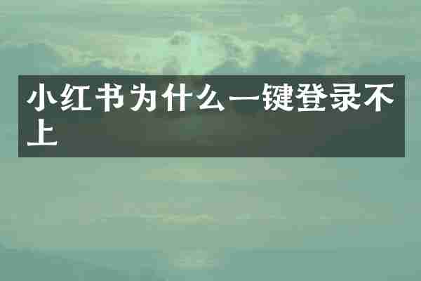 小红书为什么一键登录不上