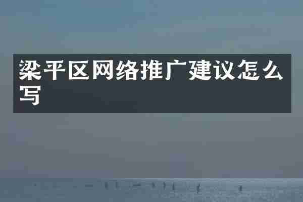 梁平区网络推广建议怎么写