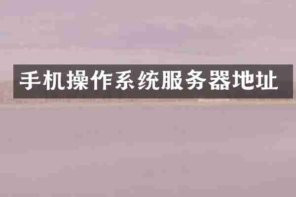 手机操作系统服务器地址