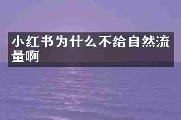 小红书为什么不给自然流量啊
