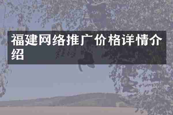 福建网络推广价格详情介绍