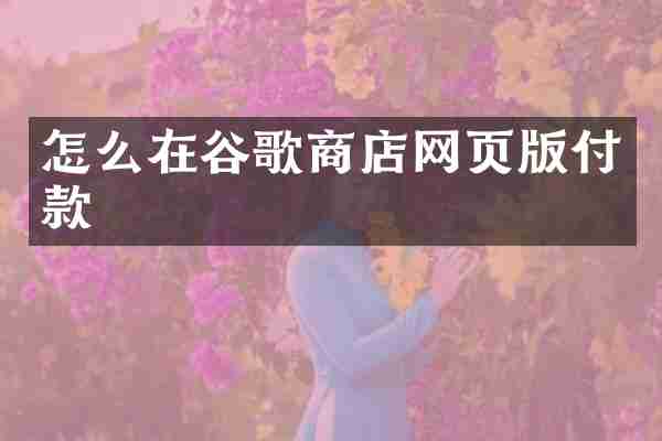 怎么在谷歌商店网页版付款