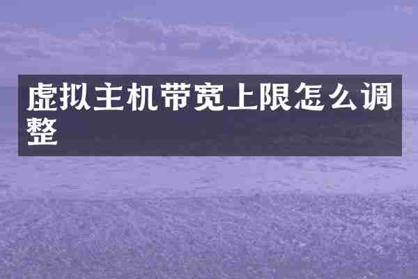 虚拟主机带宽上限怎么调整