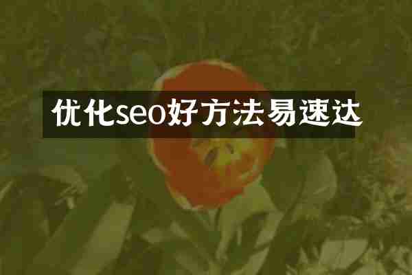 优化seo好方法易速达