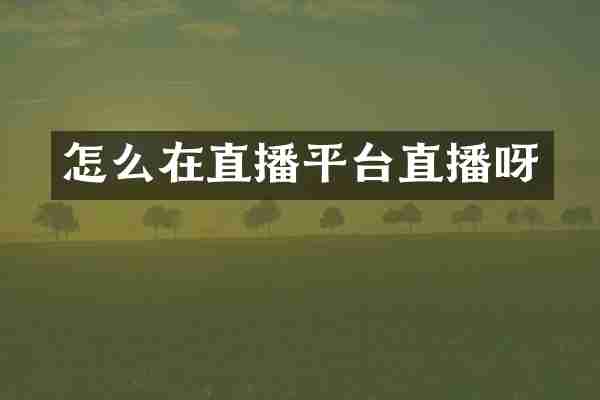 怎么在直播平台直播呀