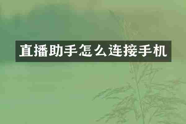 直播助手怎么连接手机