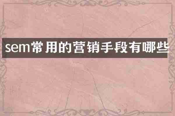 sem常用的营销手段有哪些