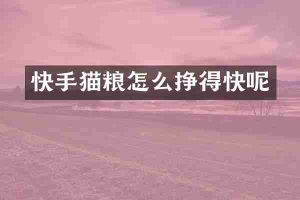 快手猫粮怎么挣得快呢