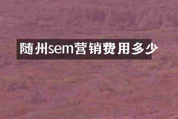 随州sem营销费用多少