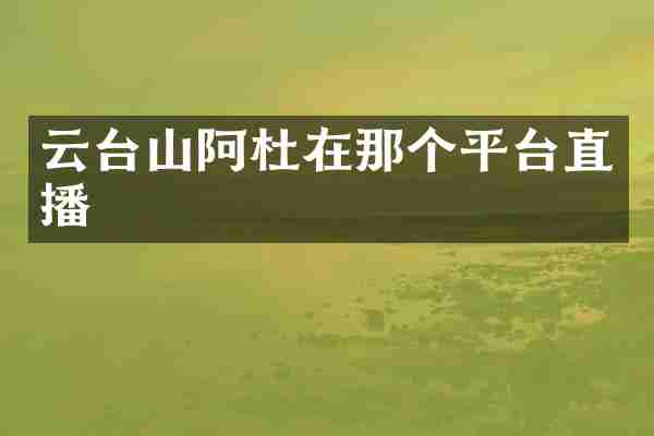 云台山阿杜在那个平台直播