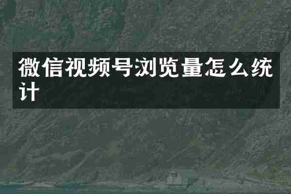 微信视频号浏览量怎么统计