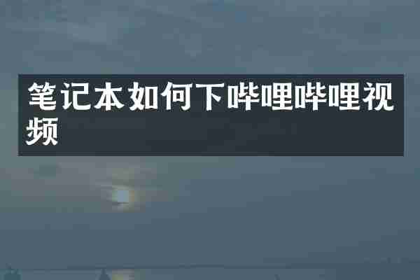 笔记本如何下哔哩哔哩视频