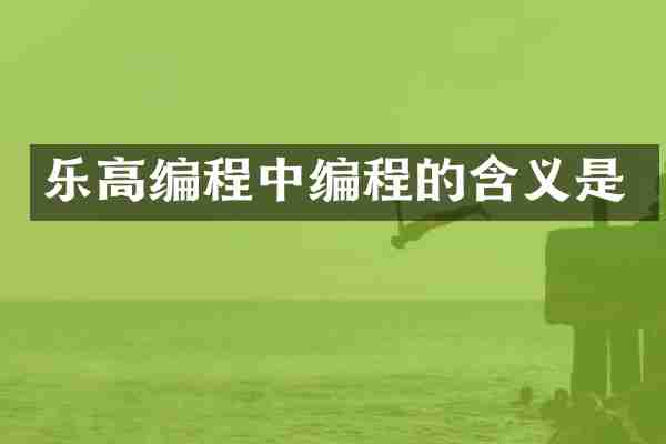 乐高编程中编程的含义是