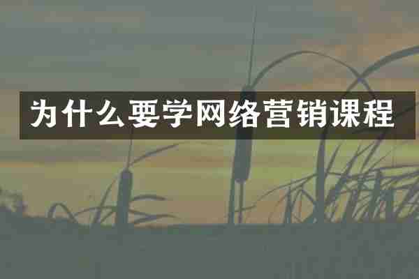 为什么要学网络营销课程