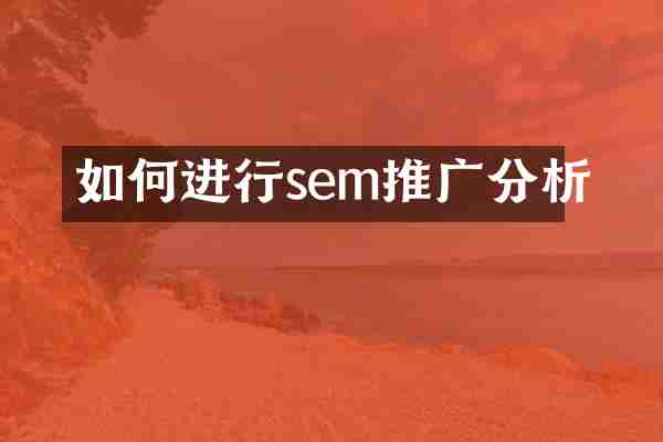 如何进行sem推广分析