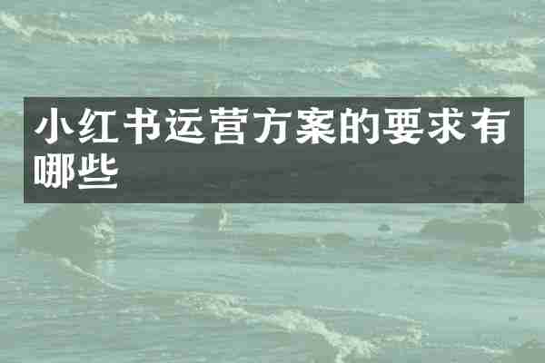 小红书运营方案的要求有哪些