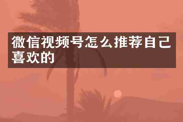 微信视频号怎么推荐自己喜欢的