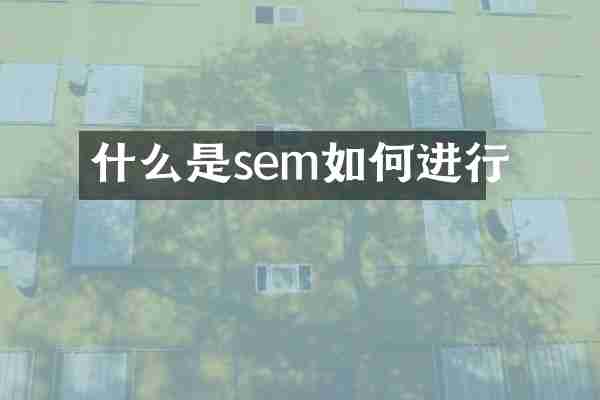 什么是sem如何进行