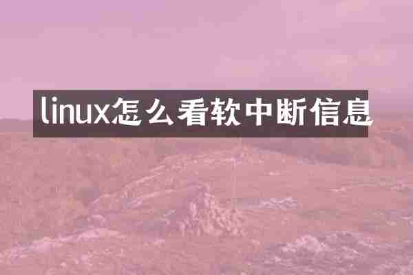 linux怎么看软中断信息