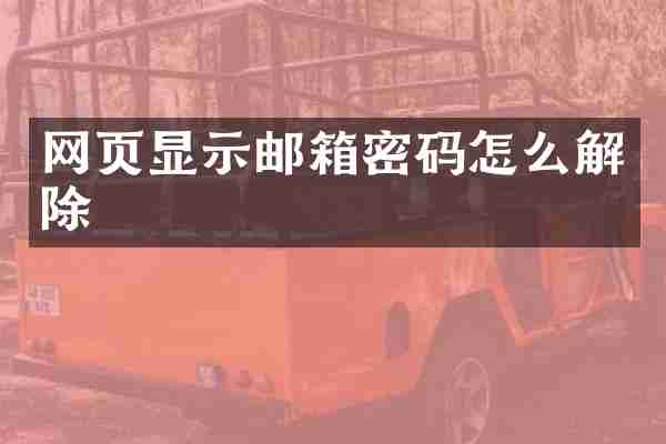 网页显示邮箱密码怎么解除