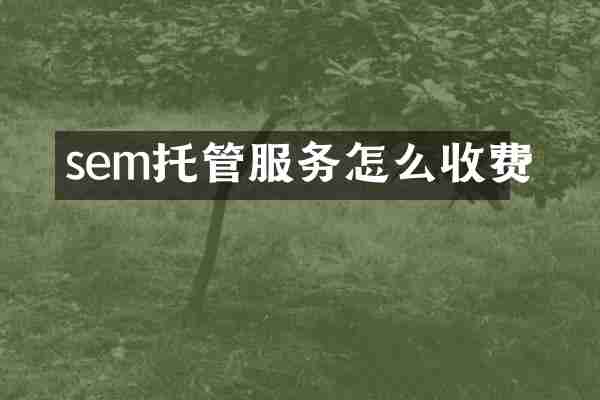 sem托管服务怎么收费