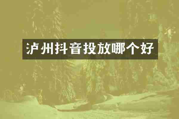 泸州抖音投放哪个好