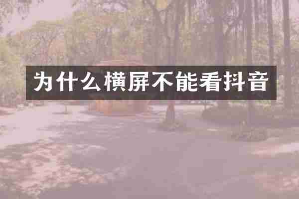 为什么横屏不能看抖音