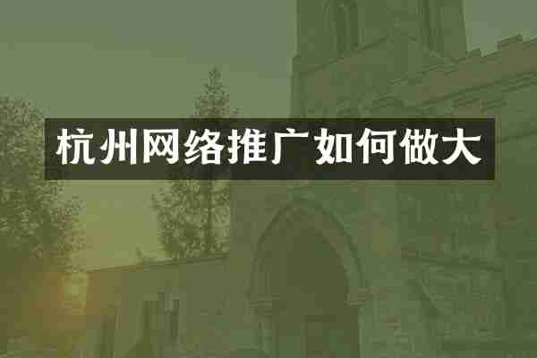 杭州网络推广如何做大