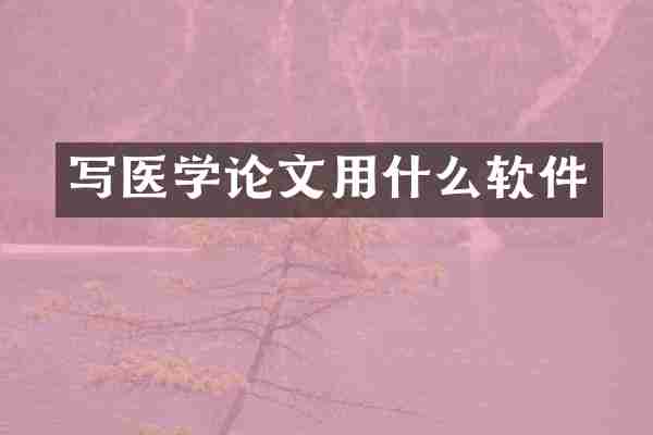 写医学论文用什么软件