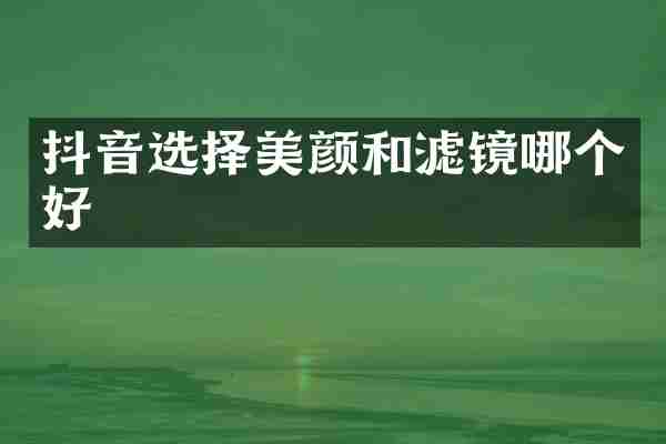 抖音选择美颜和滤镜哪个好