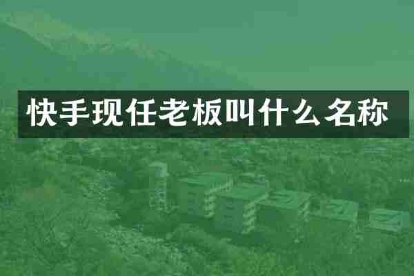 快手现任老板叫什么名称