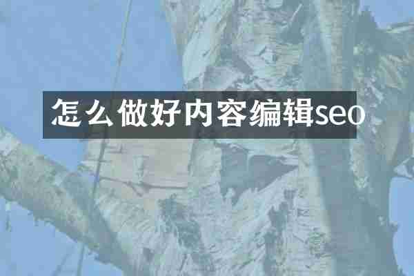 怎么做好内容编辑seo