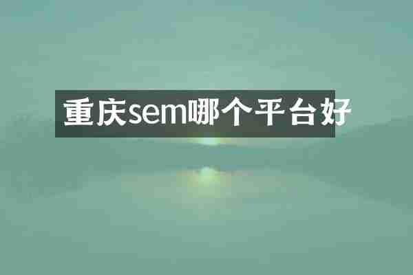 重庆sem哪个平台好