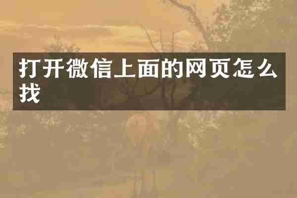 打开微信上面的网页怎么找