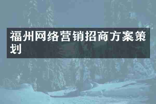 福州网络营销招商方案策划