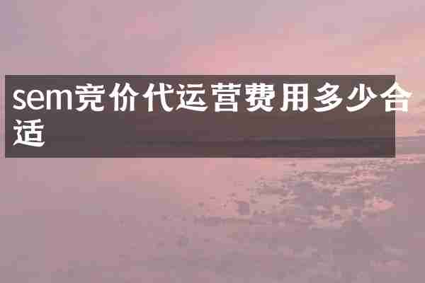 sem竞价代运营费用多少合适