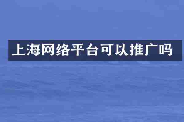 上海网络平台可以推广吗