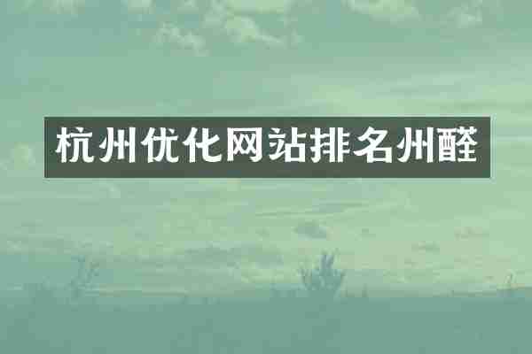 杭州优化网站排名州醛