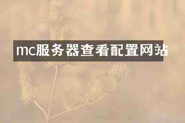 mc服务器查看配置网站