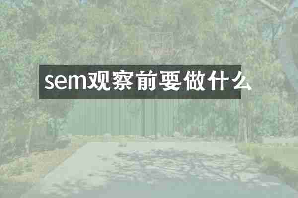 sem观察前要做什么