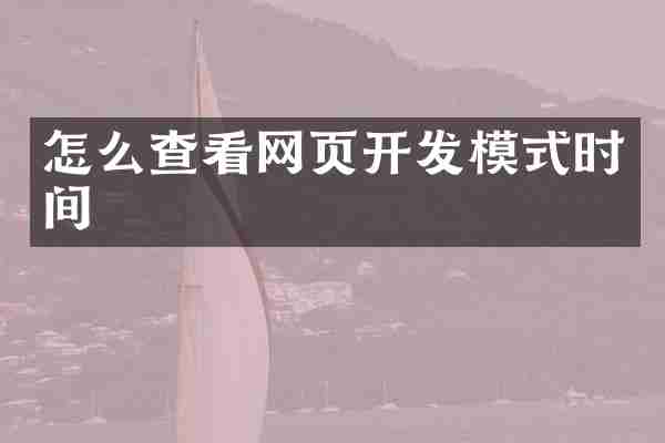 怎么查看网页开发模式时间