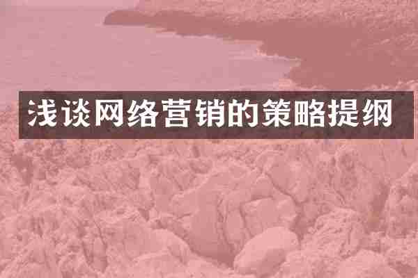 浅谈网络营销的策略提纲