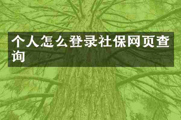 个人怎么登录社保网页查询