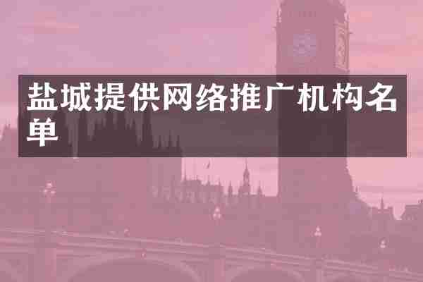 盐城提供网络推广机构名单