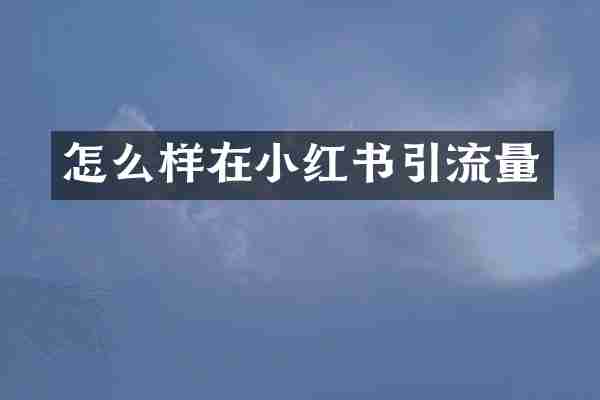 怎么样在小红书引流量