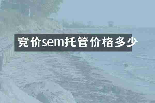 竞价sem托管价格多少