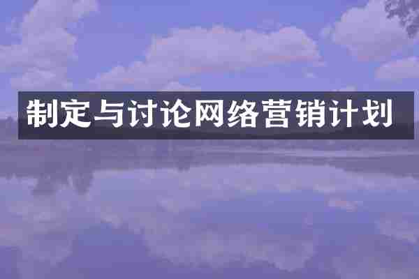 制定与讨论网络营销计划