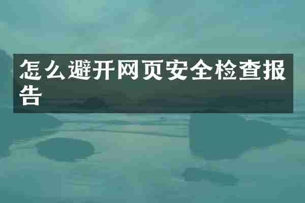 怎么避开网页安全检查报告