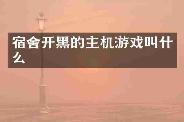 宿舍开黑的主机游戏叫什么